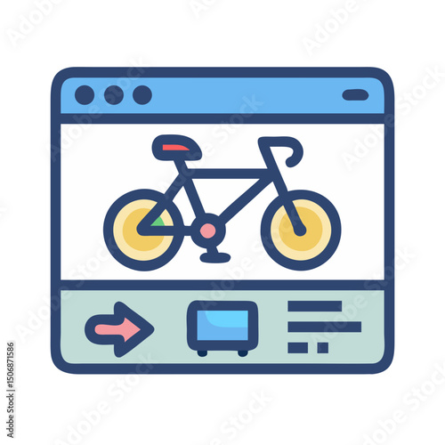 Bicycle search result on website in flat graphic style