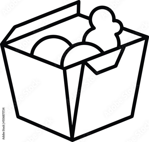 Chicken Nugget Box Line Art Vector Illustration Food Clipart Design