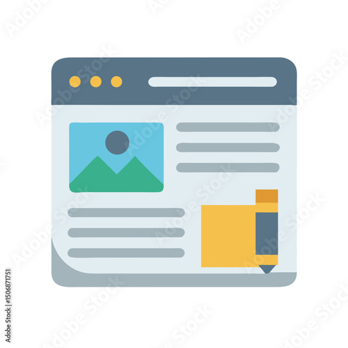 Simple flat illustration of a blog post creation process