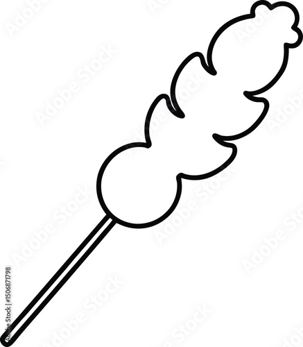 Chicken Kebab Stick Line Art Vector Illustration Food Clipart Design