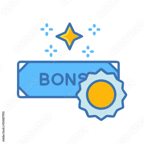 Stylized bonus badge icon for reward and incentive programs