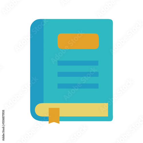 Flat design blue book with orange bookmark illustration