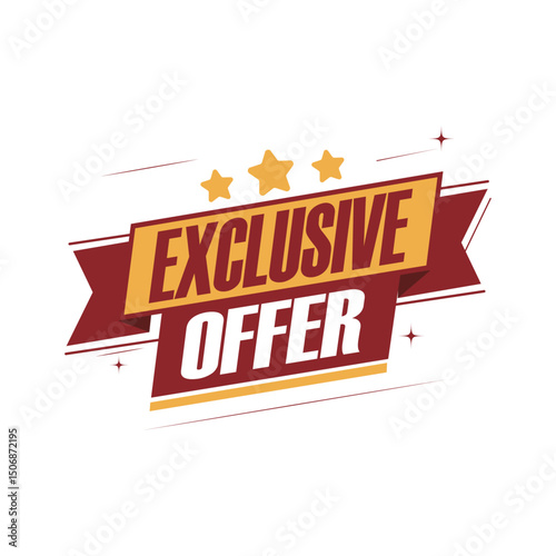 Eye-catching design displays the words Exclusive Offer with vibrant colors and a modern aesthetic. Ideal for use in advertisements, flyers, or social media promotions to attract attention.