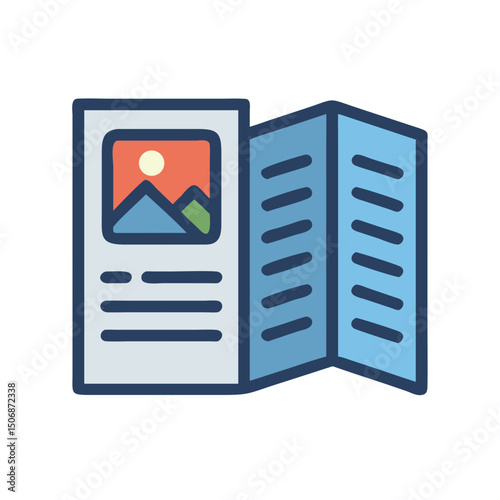 Vector icon of a trifold brochure with landscape graphic