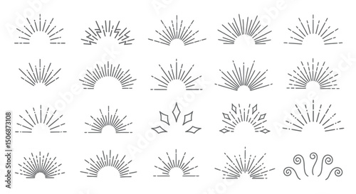 Hand-Drawn Burst and Sparkle Element Set
