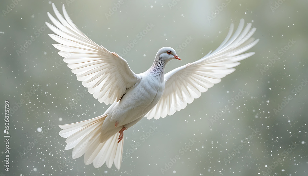 Fototapeta premium 3d white swan flying in blue sky