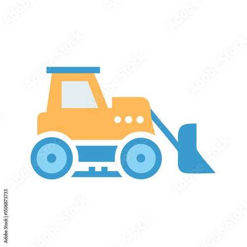 Cartoon bulldozer excavator vector graphic on a White Background