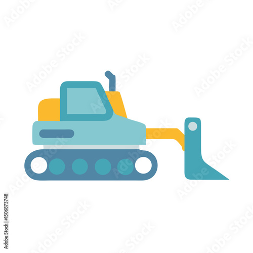 Isolated flat vector icon of a construction bulldozer