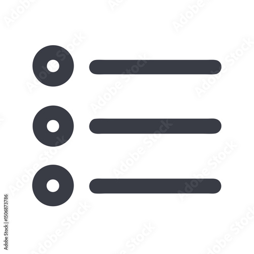 Dark gray list icon on a White Background