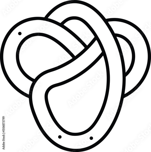 Choco Dipped Pretzel Detailed Crisp Snack Line Art Vector Illustration