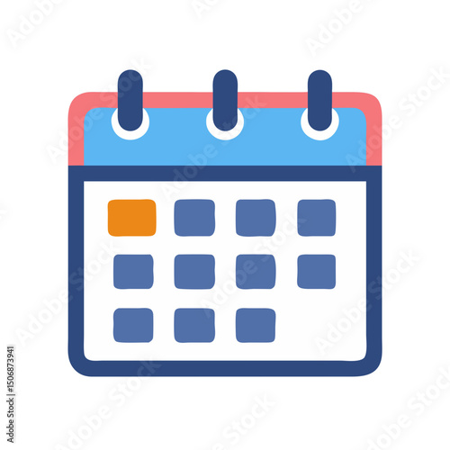 Stylized calendar icon illustration with event marked on date