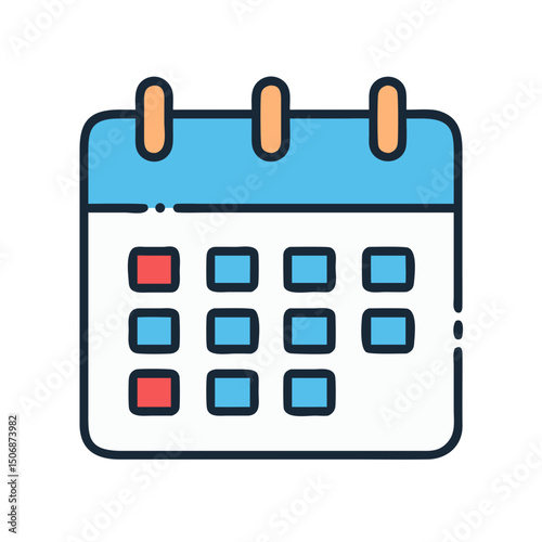 Stylized calendar icon with appointment reminders on White backdrop