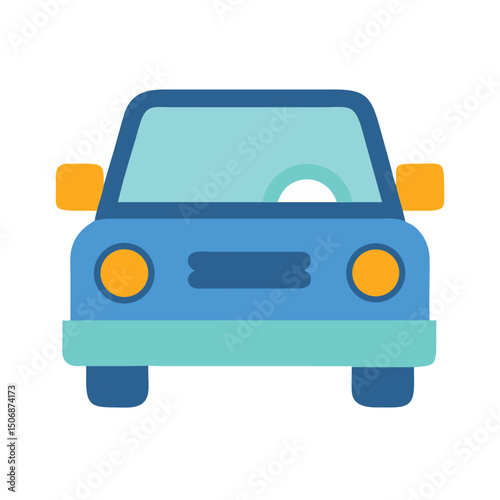 Cute cartoon car illustration on White Background for stock