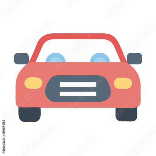 Cute stylized front view car illustration against black backdrop