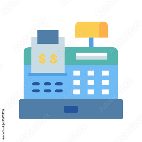 Simple cash register illustration on White Background, financial theme