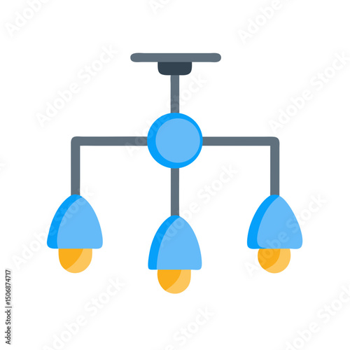 Modern blue chandelier lighting fixture against a dark background