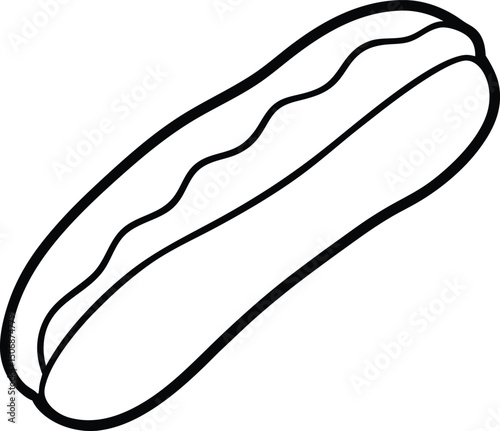Chocolate Eclair Pastry Dessert Bakery Line Art Vector Illustration