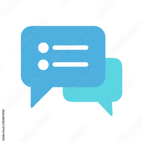 Simple light blue flat message icon on White Background