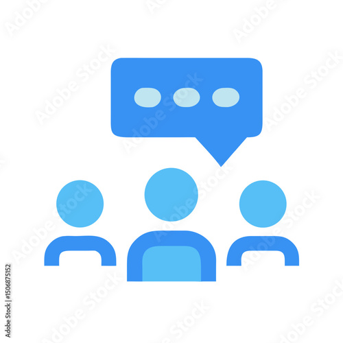 Blue icon depicts team collaboration and effective communication