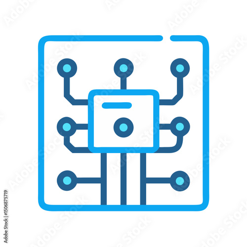 Simplified CPU illustration against White Background for tech visuals
