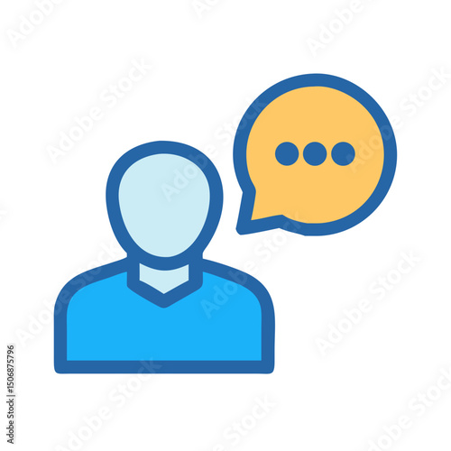 Person icon with speech bubble showing communication symbol