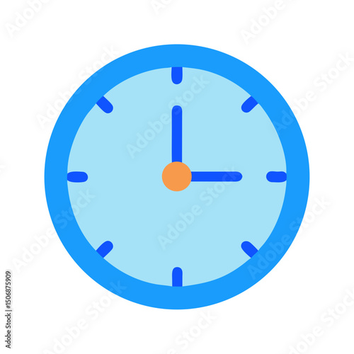 Stylized vector clock showing the time isolated on White