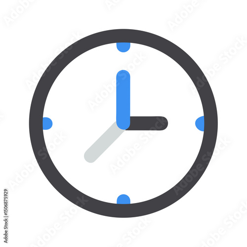Stylized clock design shows eight o'clock flat graphics