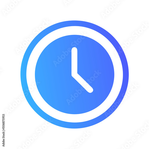 Simple gradient clock icon on White Background for design