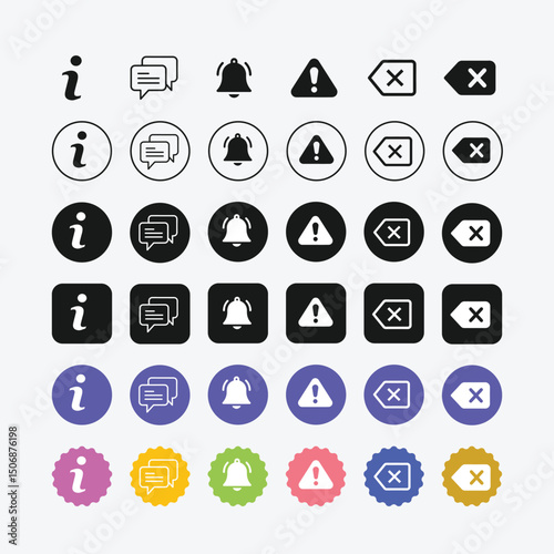 Alert Notification Icons Information Message Error Warning Attention Mark