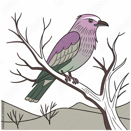 bird voctor color flower illustration