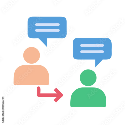 Business communication two people exchanging messages information flow