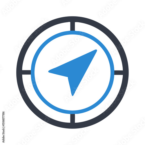 Simple location arrow navigation icon on White Background graphic