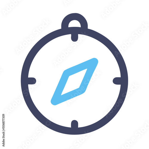 Minimalist Compass Icon Navigational Tool on a White Background