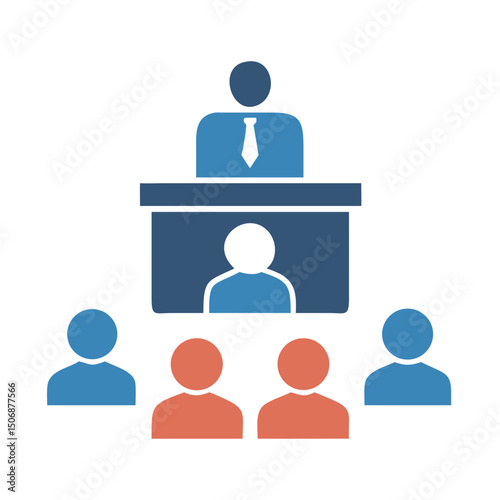 Meeting or Conference Presentation with Attendees on a White Background