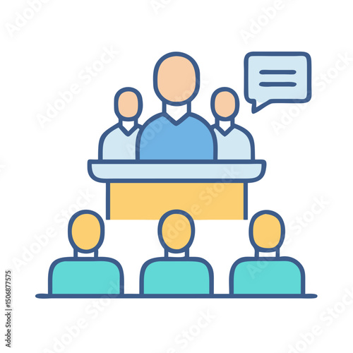 Conference audience listening attentively to the speaker icon