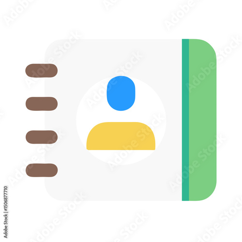 Contact book icon depicting user in flat design style