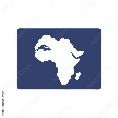 Africa continent silhouette on blue background flat graphic design