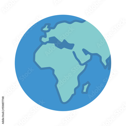 Blue and Teal Earth Globe Flat Vector Illustration