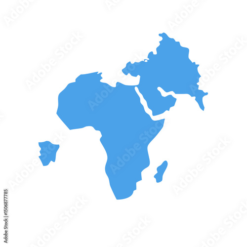 Stylized continent outline map of Africa and Eurasia