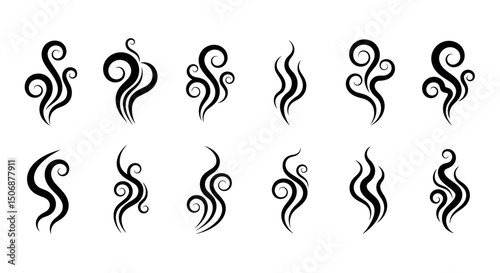 Stylized Smoke and Steam Icon Set