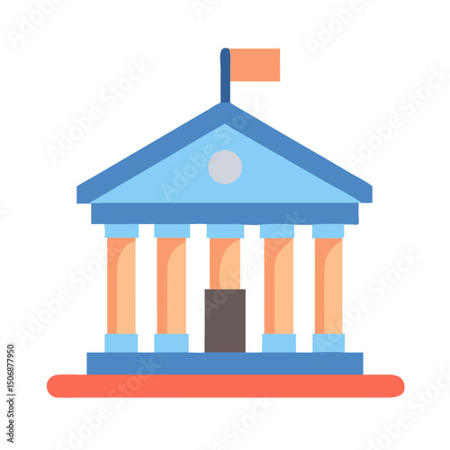 Flat illustration of a building representing court or government