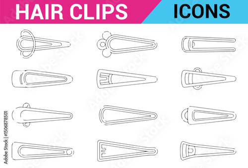 Hair Claw Clip Line Art Set, Simple Illustrations for Beauty and Fashion