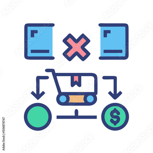 Supply chain distribution logistics failure icon on White Background