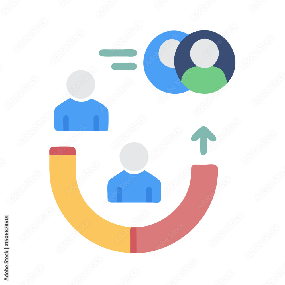 Customer acquisition and retention cycle with conversion funnel chart Customer acquisition and retention cycle with conversion funnel chart