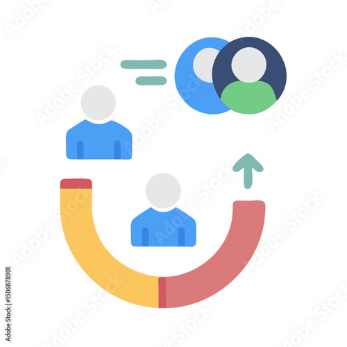 Customer acquisition and retention cycle with conversion funnel chart