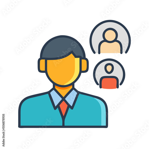 Business networking avatar with team communication on White Background