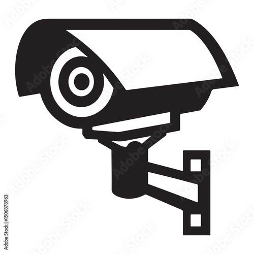Security Camera Vector Illustration Depicting Surveillance and Protection Rendered in a Striking Silhouette Style for a Modern and Clean Aesthetic silhouette