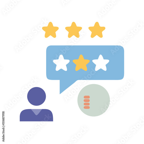 Customer review and ratings in a flat design icon
