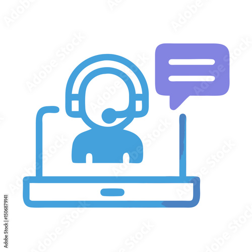 Flat vector icon showing customer service support online assistance