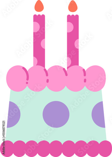 Cute Colorful Birthday Cake Illustration Handdrawn Party Element Illustration